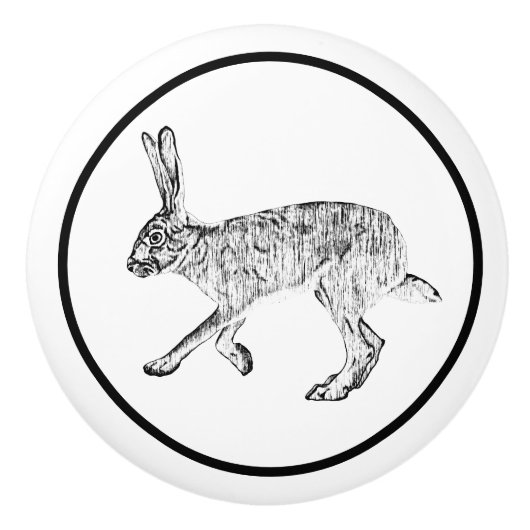 Southwestern Jackrabbit Design Schwarz-Weiß Keramikknauf (Vorderseite)