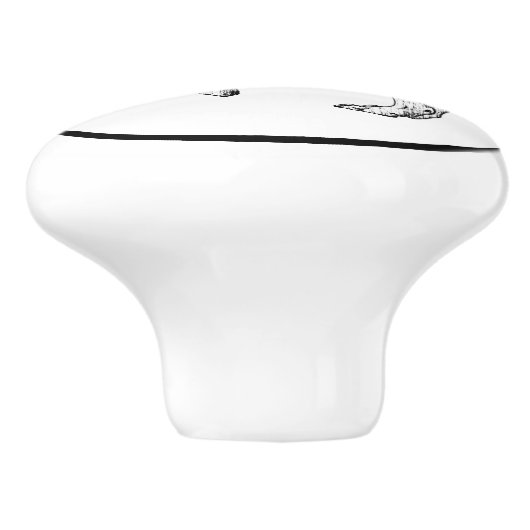 Southwestern Jackrabbit Design Schwarz-Weiß Keramikknauf (Seitenansicht)