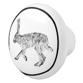 Southwestern Jackrabbit Design Schwarz-Weiß Keramikknauf (Rechts)