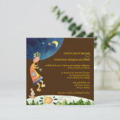 Southwestern Kokopelli Brown Tribal Wedding Einladung (Stehend Vorderseite)