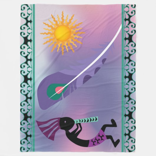 Southwestern Kokopelli Fleece Blanket (Vorderseite)