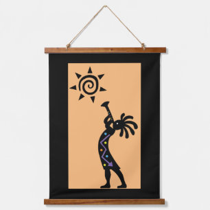 Southwestern Kokopelli Hanging Tapestry Wandteppich Mit Holzrahmen