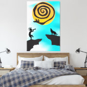 Southwestern Kokopelli und Wolf Leinwanddruck (Insitu (Schlafzimmer))
