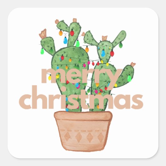Southwestern Merry Christmas Cactus Stickers (Vorderseite)