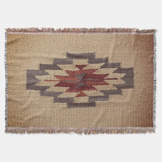 Southwestern Navajo Weave Print, verblasste Toffee Decke (Vorderseite)
