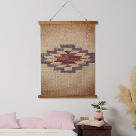Southwestern Navajo Weave Print, verblasste Toffee Wandteppich Mit Holzrahmen