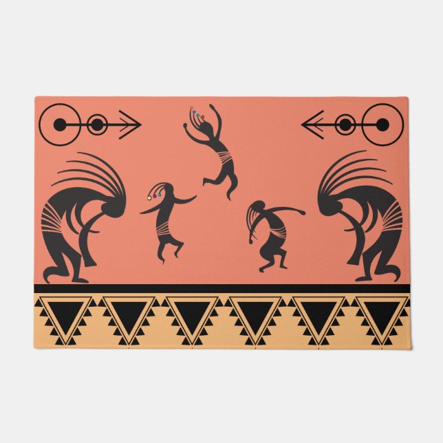 Southwestern Party Tancing Kokopelli Doormat Fußmatte (Vorderseite)