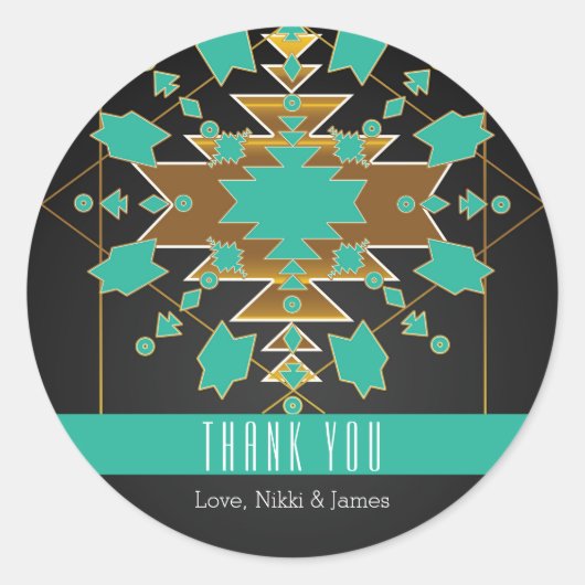 Southwestern Ranch Türkise Black Gold Stickers (Vorderseite)