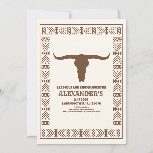 Southwestern Ranch Western 1. Geburtstag Einladung (Vorderseite)