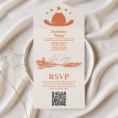 Southwestern Ranch Western Hochzeitsstiftung QR-Co All In One Einladung