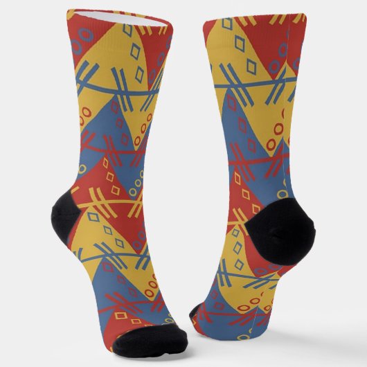 Southwestern Red Gold and Blue Pattern Socken (Gewinkelt)
