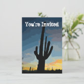 Southwestern Saguaro Cactus Sunset Invitation Einladung (Stehend Vorderseite)