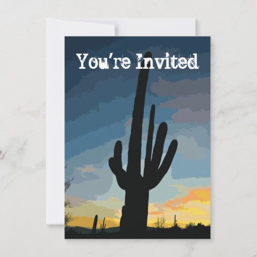 Southwestern Saguaro Cactus Sunset Invitation Einladung (Vorderseite)