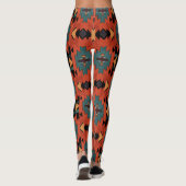 Southwestern Style Aqua Rust Black Boho Style Leggings (Rückseite)