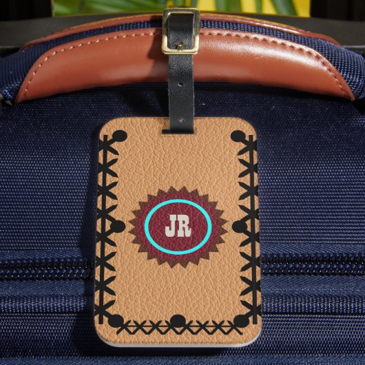Southwestern Style Leather Look Gepäcktag Gepäckanhänger (Vorderseite Insitu 2)