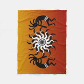 Southwestern Sunset Kokopelli Tribal Wüste Sun Fleecedecke (Vorderseite)