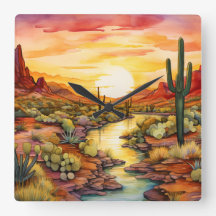 Southwestern Sunset Wall Clock