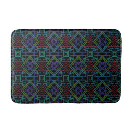 Southwestern Symmetrical Tiled Pattern Line Art Badematte