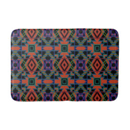 Southwestern Symmetrical Tiled Pattern Line Art Badematte