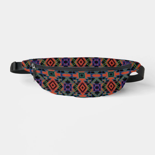 Southwestern Symmetrical Tiled Pattern Line Art Bauchtasche (Vorderseite)
