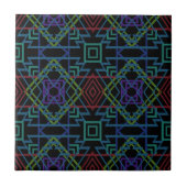 Southwestern Symmetrical Tiled Pattern Line Art Fliese (Vorderseite)