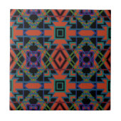 Southwestern Symmetrical Tiled Pattern Line Art Fliese (Vorderseite)