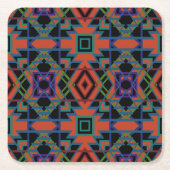 Southwestern Symmetrical Tiled Pattern Line Art Rechteckiger Pappuntersetzer (Vorderseite)