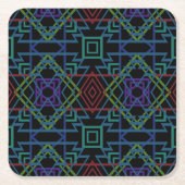 Southwestern Symmetrical Tiled Pattern Line Art Rechteckiger Pappuntersetzer (Vorderseite)