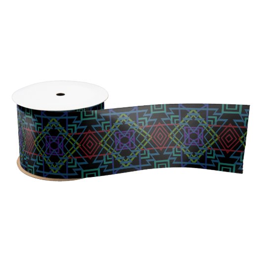 Southwestern Symmetrical Tiled Pattern Line Art Satinband (Spule)