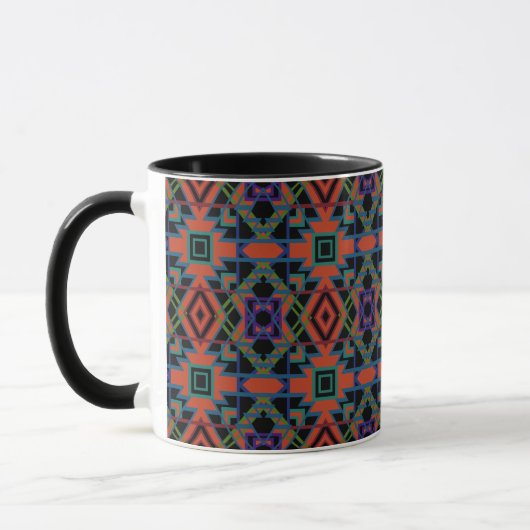 Southwestern Symmetrical Tiled Pattern Line Art Tasse (Links)