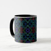 Southwestern Symmetrical Tiled Pattern Line Art Tasse (Vorderseite Links)