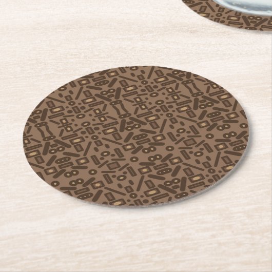 Southwestern Tribal Abstraktes Muster Art Design Runder Pappuntersetzer (Angewinkelt)