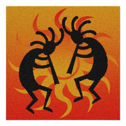 Southwestern Tribal Desert Sun Kokopelli Poster (Vorderseite)