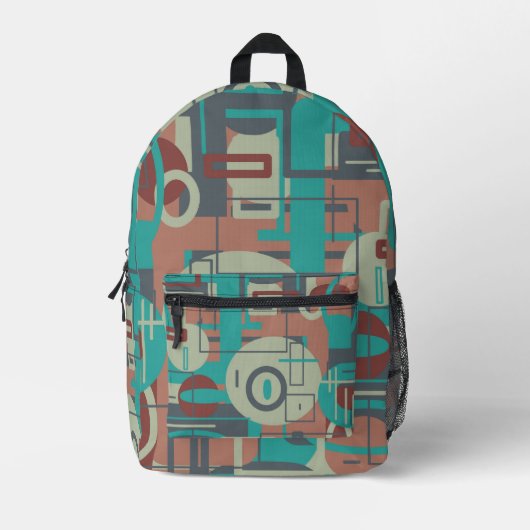 Southwestern Tribal Geometrie Abstrakte Formen Bedruckter Rucksack (Vorderseite)