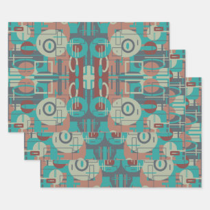 Southwestern Tribal Geometrie Abstrakte Formen Geschenkpapier Set