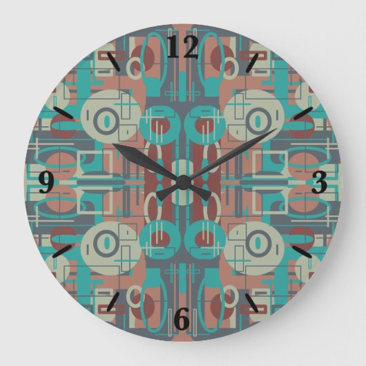 Southwestern Tribal Geometrie Abstrakte Formen Große Wanduhr (Vorderseite)