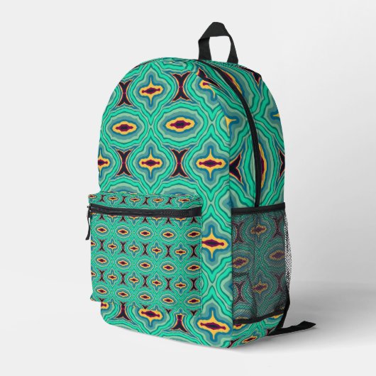 Southwestern Tropical Boho Chic Geode Art Bedruckter Rucksack (Rückseitige Ecke Rechts)
