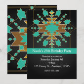 Southwestern Turquoise Gold & Black Einladungen (Vorne/Hinten)
