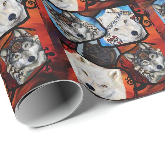 SOUTHWESTLICHE WOLFKUNST GESCHENKPAPIER (Rolleneckpunkt)