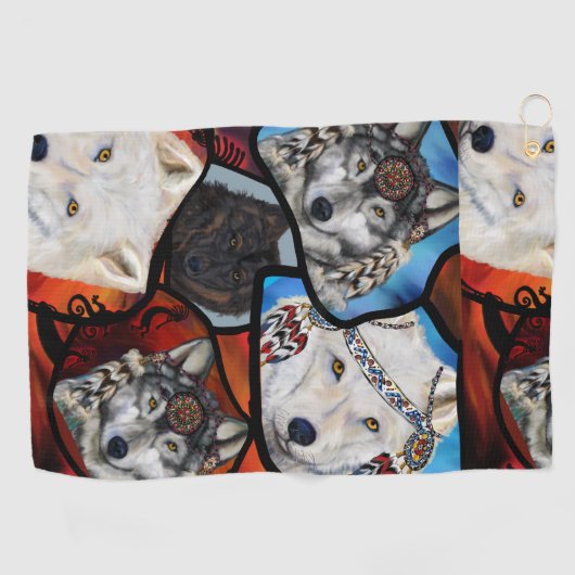 SOUTHWESTLICHE WOLFKUNST GOLFHANDTUCH (Horizontal)