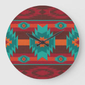 southwestrn ethnic geometric pattern. große wanduhr (Vorderseite)