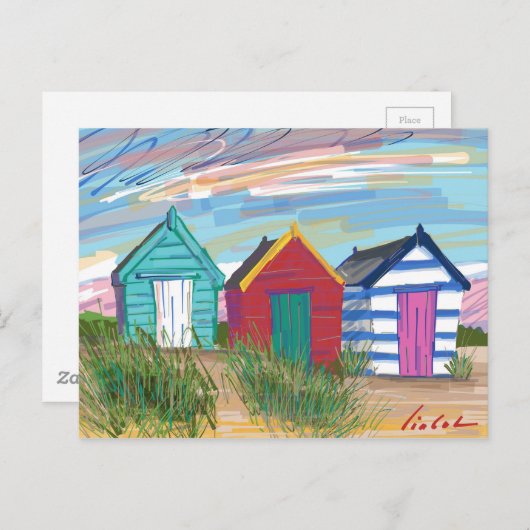 Southwold Beach Huts Postkarte (Vorne/Hinten)