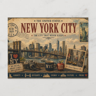 Souvenir aus einer Vintage-NYC-Reise Postkarte