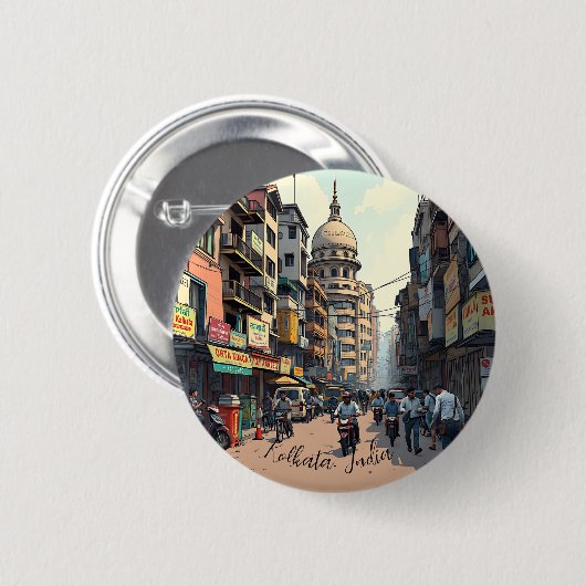 Souvenir behalten für die Innenstadt von Kalkutta, Button (Vorne & Hinten)