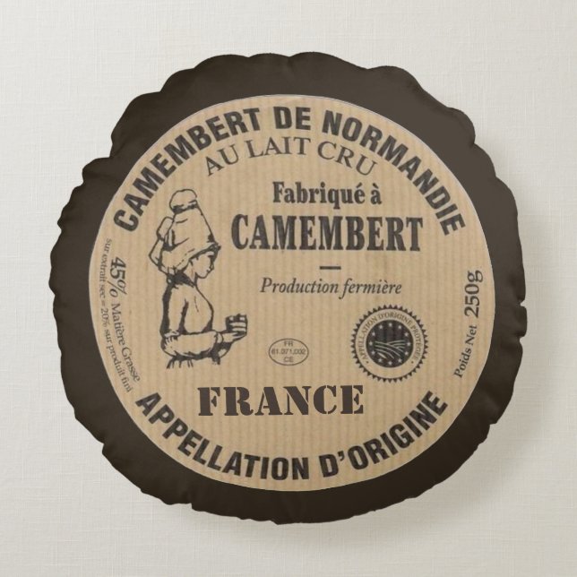 Souvenir de France: Le camembert Rundes Kissen (Vorderseite)