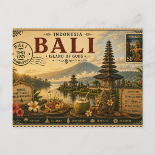 Souvenir eines Vintage-Bali-Urlaubs Postkarte