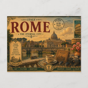 Souvenir für einen Vintage-Urlaub in Rom Postkarte