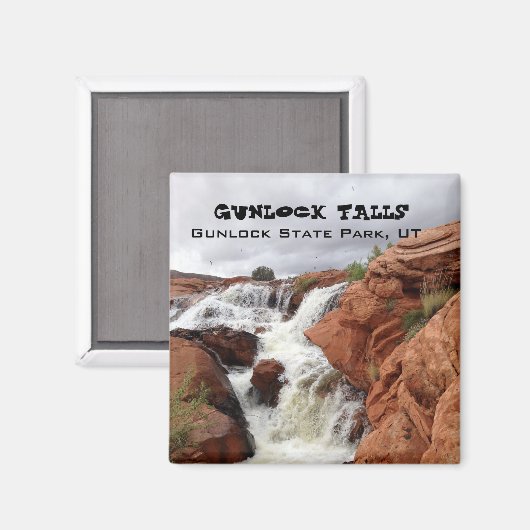 Souvenir Magnet - Gunlock Falls, Gunlock Staat Par (Vorderseite/Rückseite)