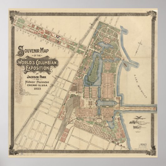 Souvenir map of the World's Columbian Exposition a Poster (Vorne)