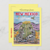 Souvenir New Mexico Southwest Animal Cactus Art Postkarte (Vorne/Hinten)